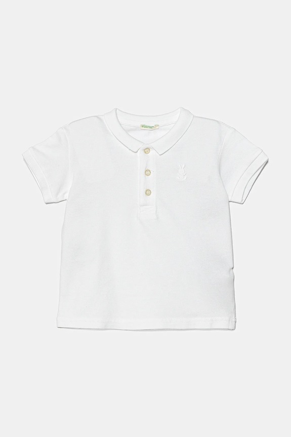 Detské pólo United Colors of Benetton s elastanom biela 3WG9A3007.W.Seasonal