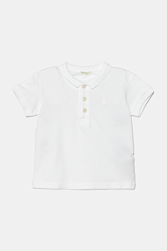 Detské pólo United Colors of Benetton s elastanom biela 3WG9A3007.W.Seasonal