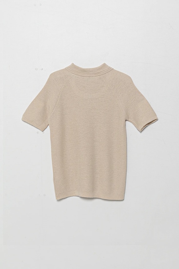 Παιδικό πόλο από λινό ύφασμα United Colors of Benetton 104NC3005.G.Seasonal μπεζ SS25