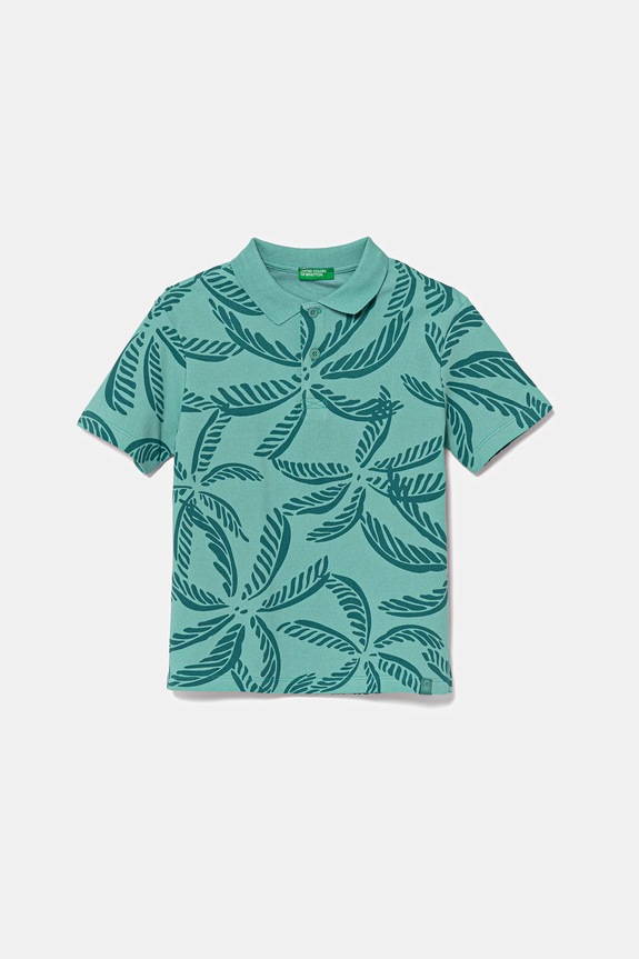 Detská bavlnená polokošeľa United Colors of Benetton bavlna tyrkysová 36Y4C301W.G.Seasonal