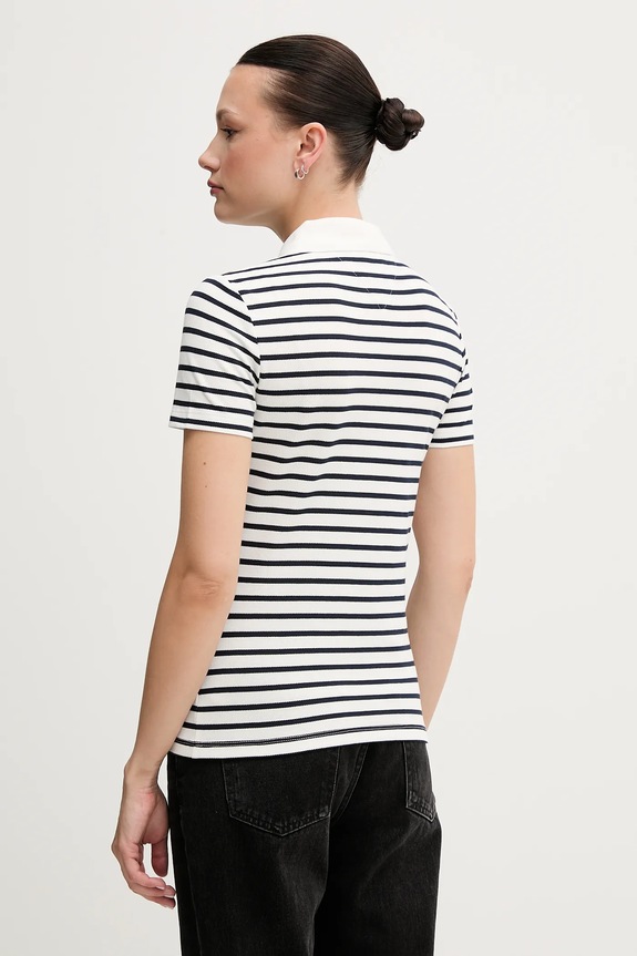 Tommy Jeans polo de damă din bumbac cu elastan DW0DW20160 alb SS26