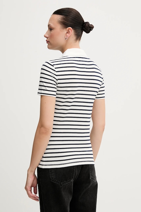 Tommy Jeans polo de damă din bumbac cu elastan DW0DW20160 alb SS26