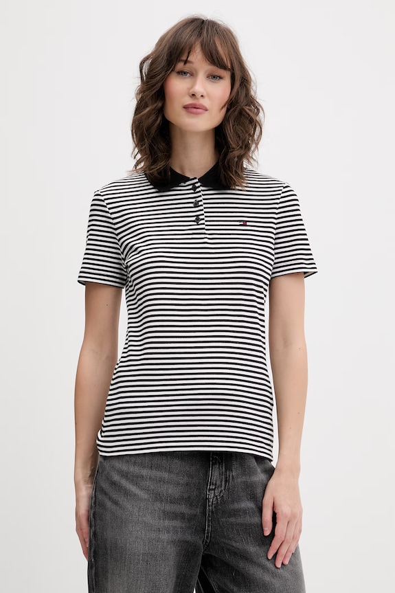 Tommy Jeans polo majica ženski bombaž z elastanom črna DW0DW20160