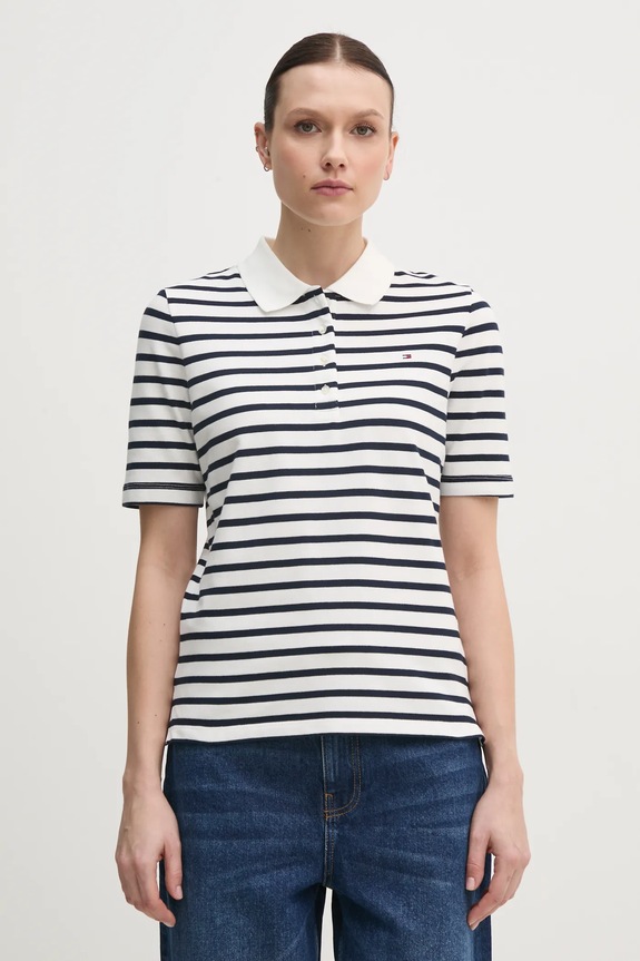 Tommy Hilfiger polo damskie z bawełną z elastanem biały WW0WW43224