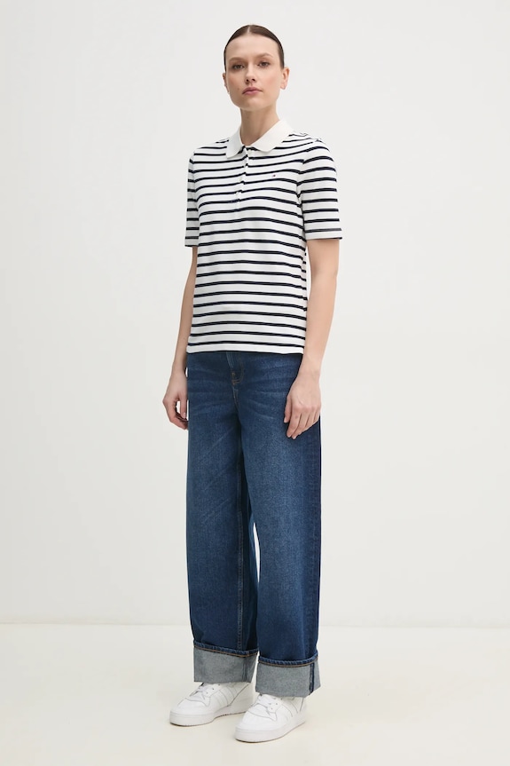 Tommy Hilfiger polo damskie z bawełną WW0WW43224 biały SS26