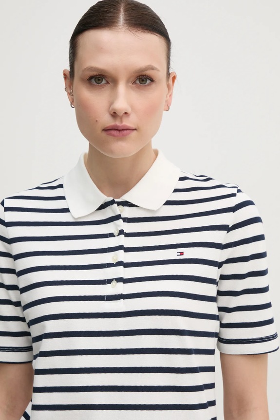 Tommy Hilfiger polo damskie z bawełną biały WW0WW43224