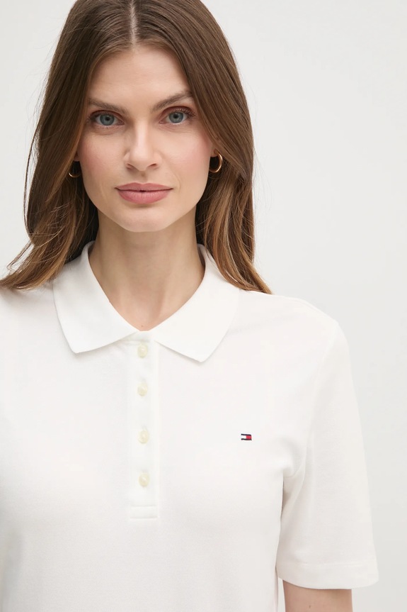 Tommy Hilfiger polo damskie z bawełną biały WW0WW43224