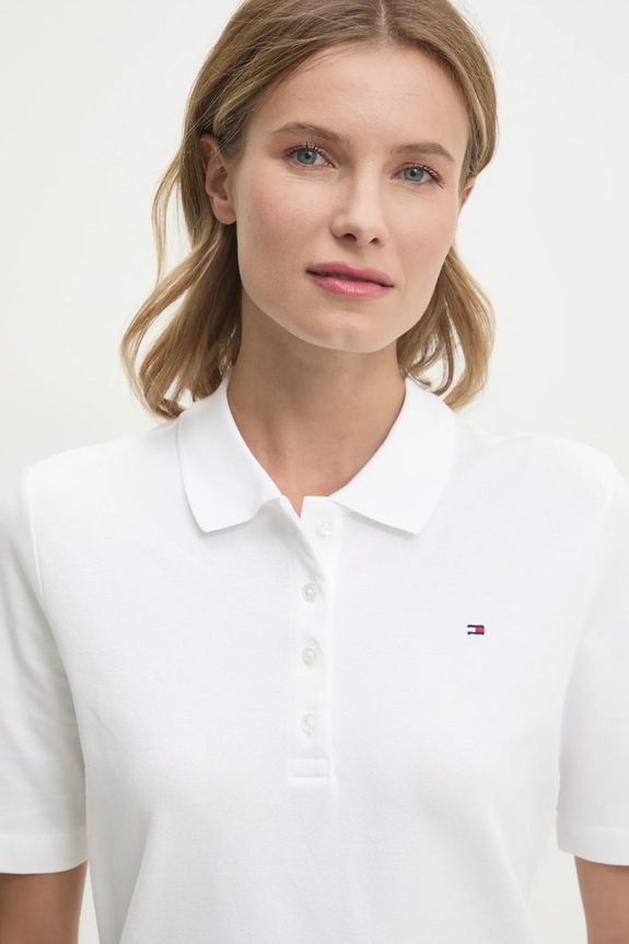Tommy Hilfiger polo damskie z bawełną beżowy WW0WW43224