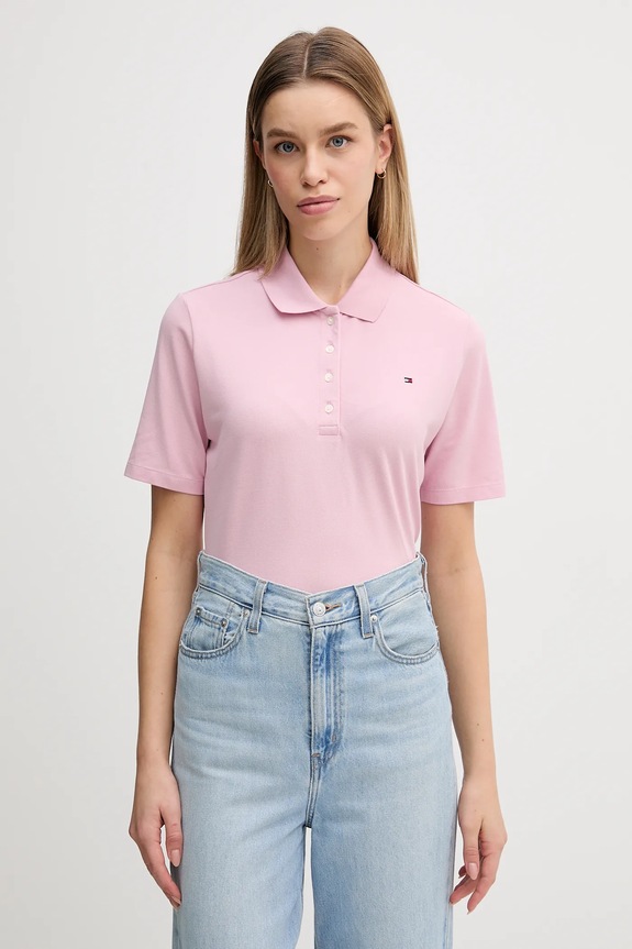 Tommy Hilfiger polo tričko dámske s bavlnou jednofarebný ružová WW0WW43224