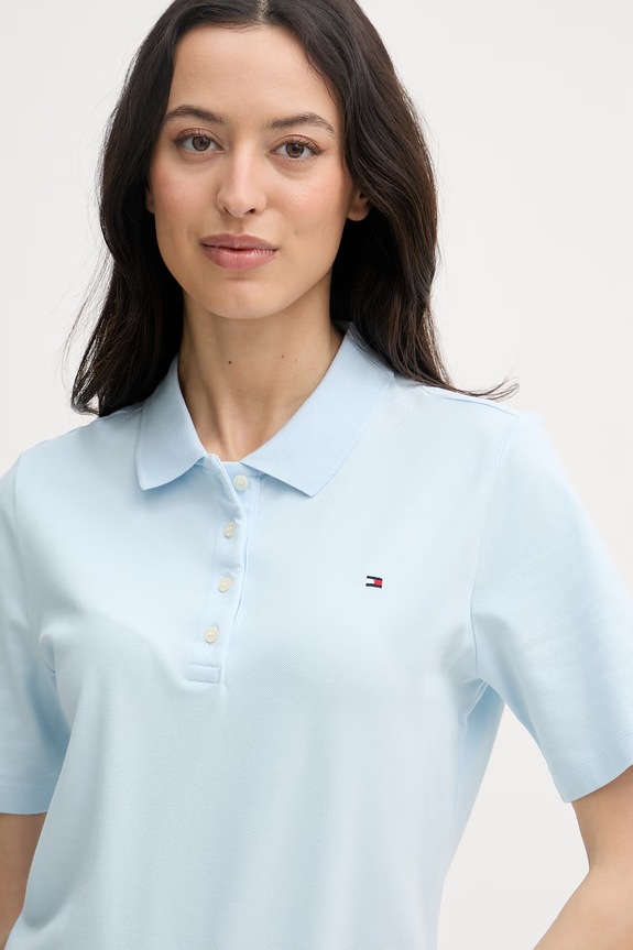 Tommy Hilfiger polo tričko dámske s bavlnou modrá WW0WW43224