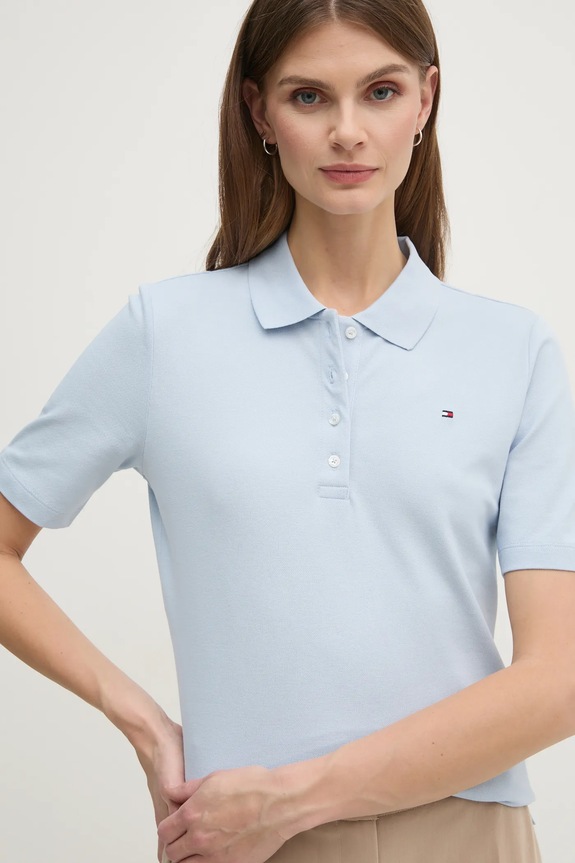 Tommy Hilfiger polo damskie z bawełną niebieski WW0WW43224