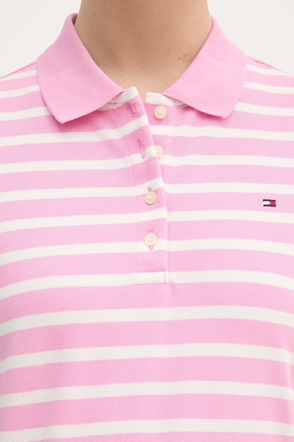 Tommy Hilfiger polo tričko dámske s bavlnou WW0WW43224 ružová