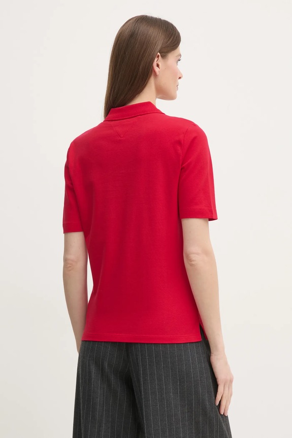 Odzież Tommy Hilfiger polo damskie z bawełną WW0WW43224 czerwony