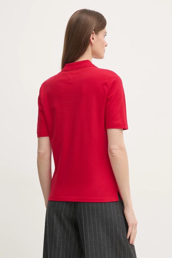 Odzież Tommy Hilfiger polo damskie z bawełną WW0WW43224 czerwony
