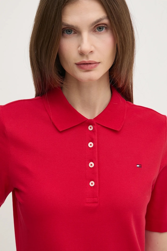 Tommy Hilfiger polo damskie z bawełną czerwony WW0WW43224