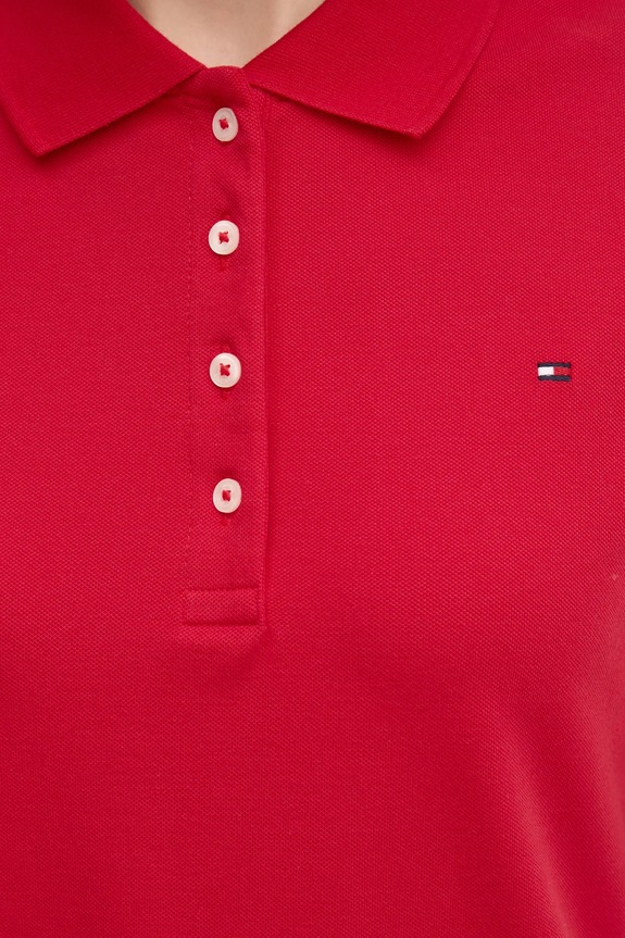 Tommy Hilfiger polo damskie z bawełną WW0WW43224 czerwony