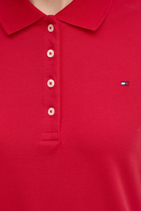 Tommy Hilfiger polo damskie z bawełną WW0WW43224 czerwony
