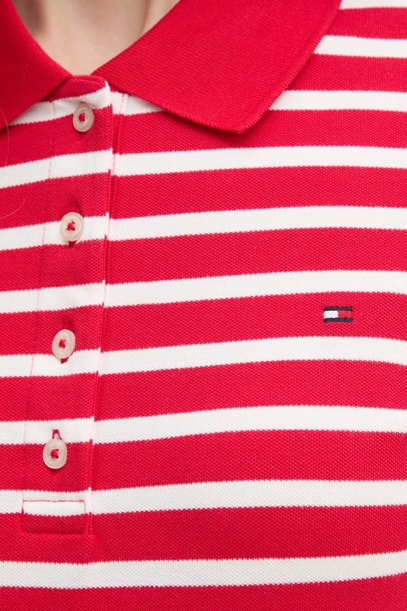 Tommy Hilfiger polo tričko dámske s bavlnou WW0WW43224 červená