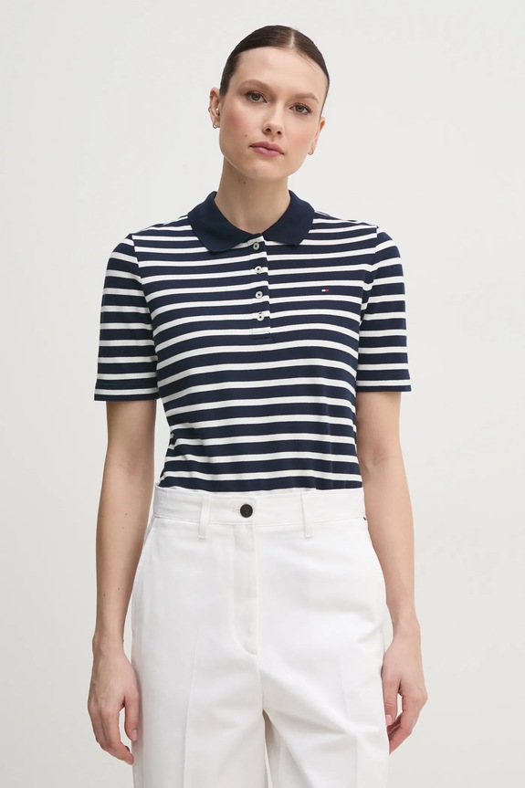 Tommy Hilfiger polo damskie z bawełną z elastanem granatowy WW0WW43224