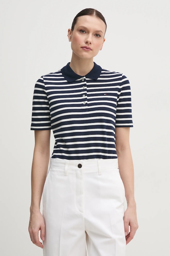 Tommy Hilfiger polo damskie z bawełną z elastanem granatowy WW0WW43224