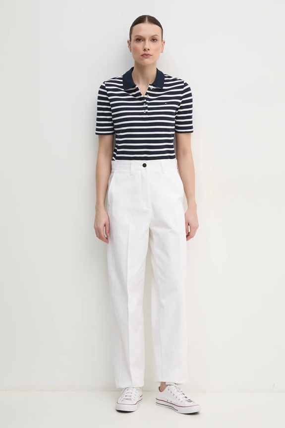 Tommy Hilfiger polo damskie z bawełną WW0WW43224 granatowy SS26