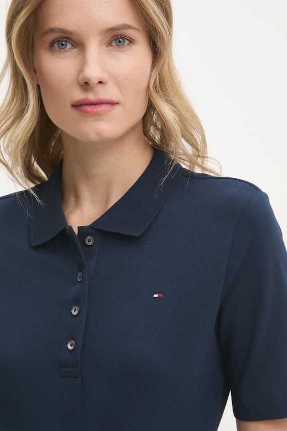 Tommy Hilfiger polo damskie z bawełną granatowy WW0WW43224