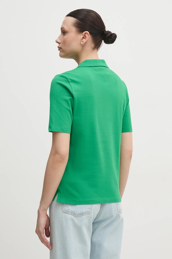 Odzież Tommy Hilfiger polo damskie z bawełną WW0WW43224 zielony