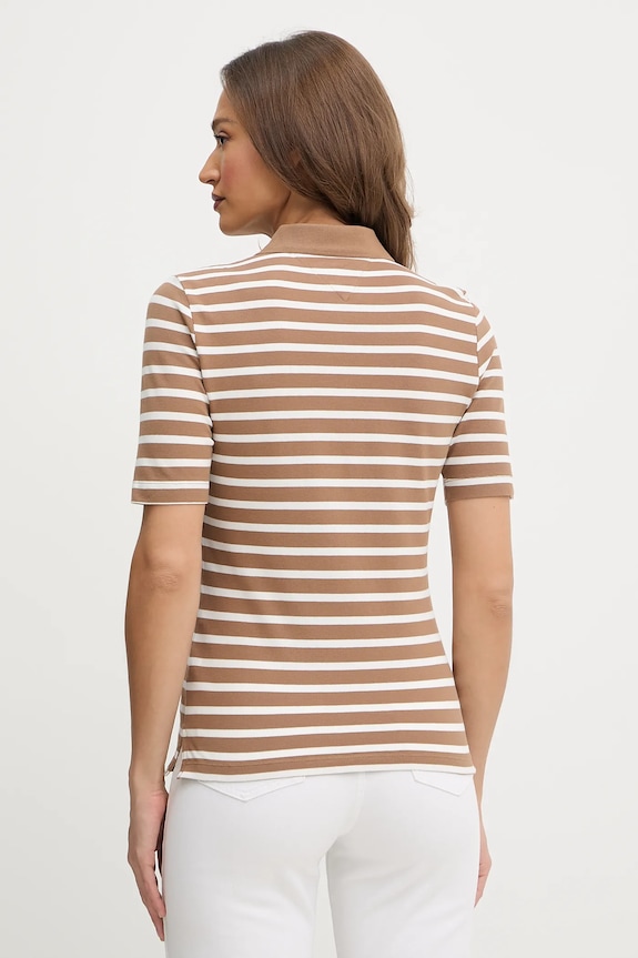 Tommy Hilfiger polo damskie z bawełną WW0WW43224 brązowy SS26