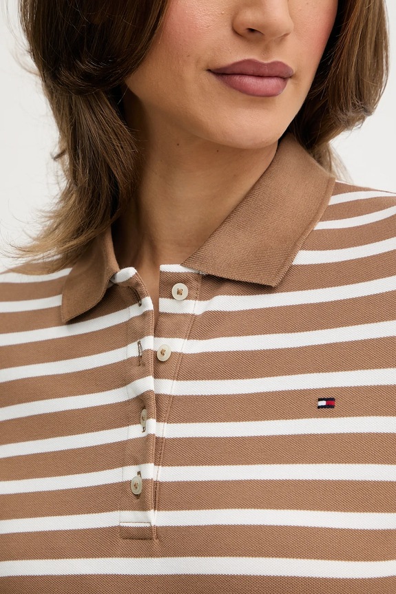 Tommy Hilfiger polo damskie z bawełną brązowy WW0WW43224