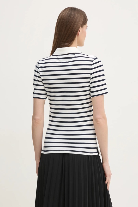 Ρούχα Tommy Hilfiger πόλο γυναικείο με βαμβάκι WW0WW43225 λευκό