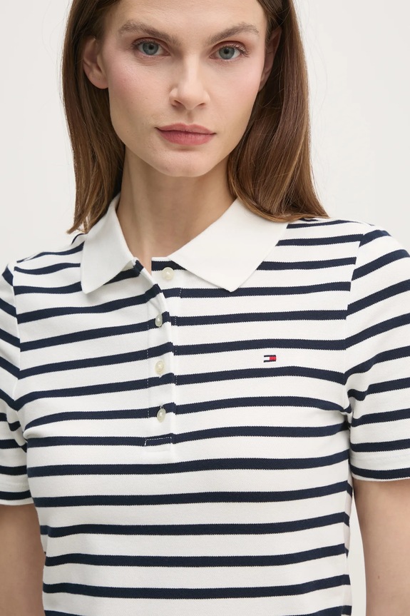 Tommy Hilfiger πόλο γυναικείο με βαμβάκι λευκό WW0WW43225