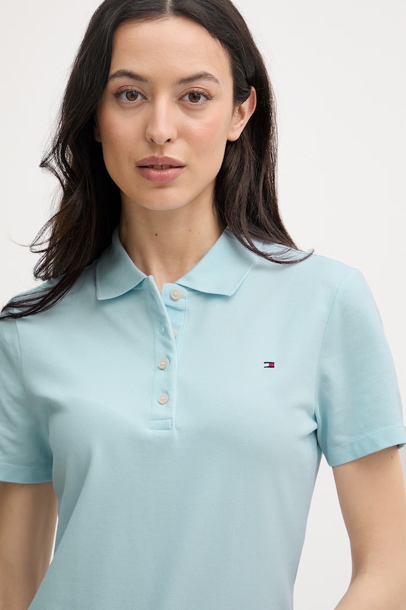 Tommy Hilfiger polo tričko dámske s bavlnou modrá WW0WW43225