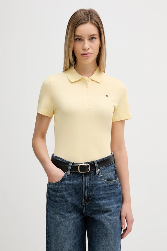 Tommy Hilfiger polo tričko dámske s bavlnou žltá WW0WW43225