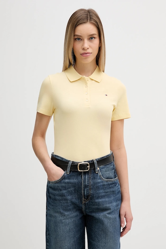 Tommy Hilfiger polo tričko dámske s bavlnou žltá WW0WW43225