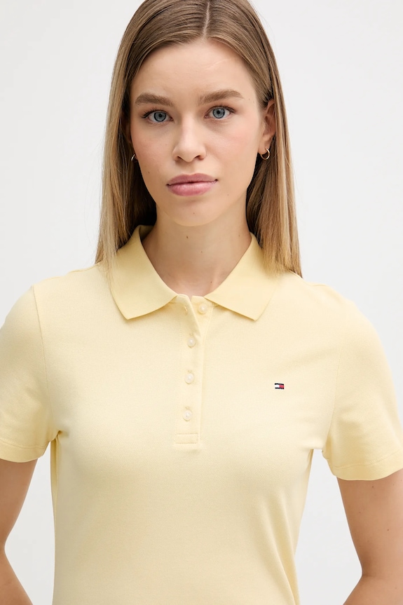 Tommy Hilfiger polo tričko dámske s bavlnou žltá WW0WW43225
