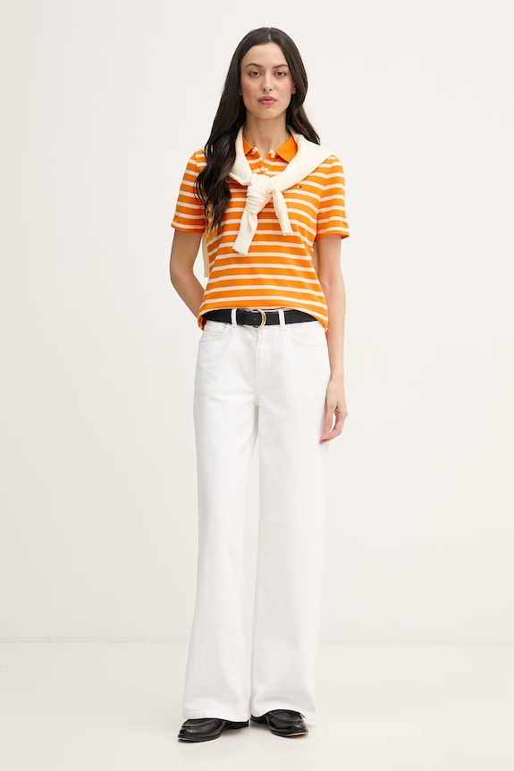 Tommy Hilfiger polo tričko dámske s bavlnou WW0WW43225 oranžová SS26