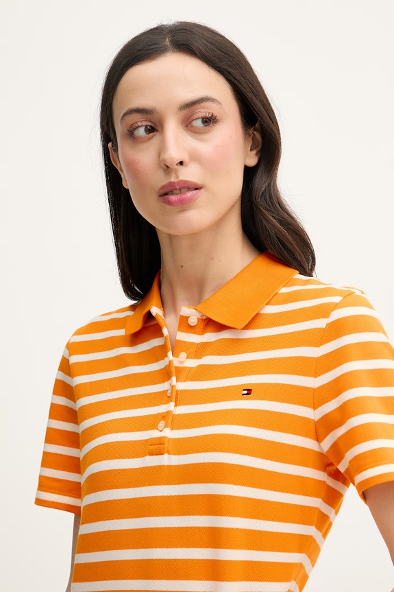 Tommy Hilfiger polo tričko dámske s bavlnou oranžová WW0WW43225
