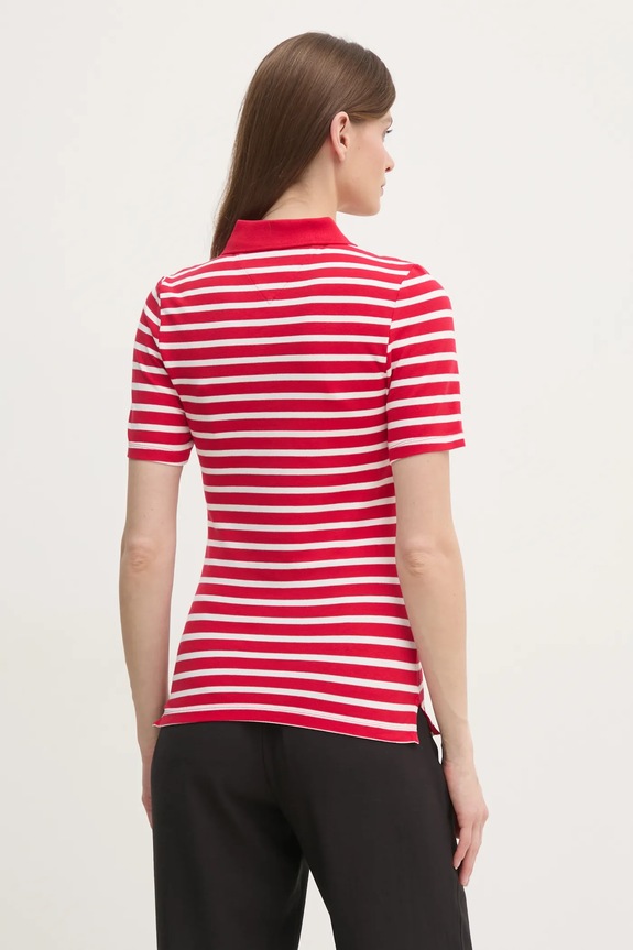 Odzież Tommy Hilfiger polo damskie z bawełną WW0WW43225 czerwony