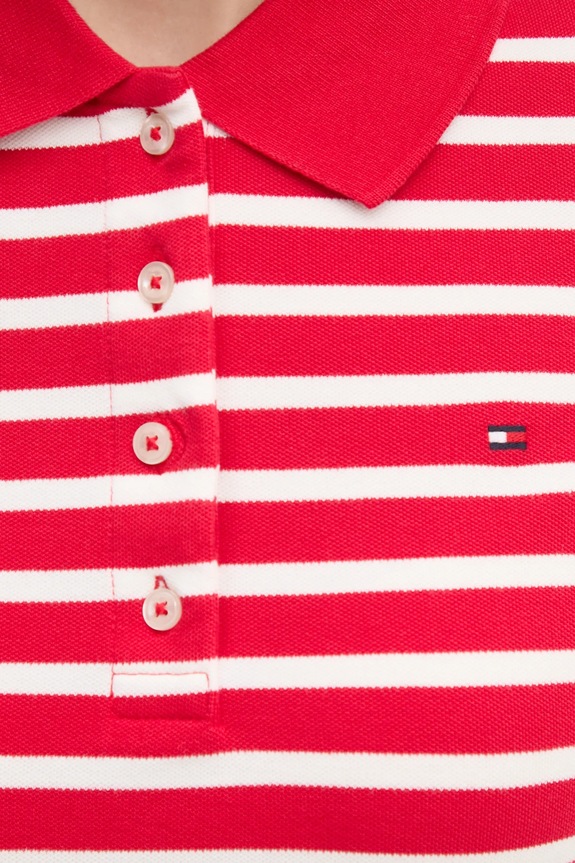 Tommy Hilfiger polo damskie z bawełną WW0WW43225 czerwony