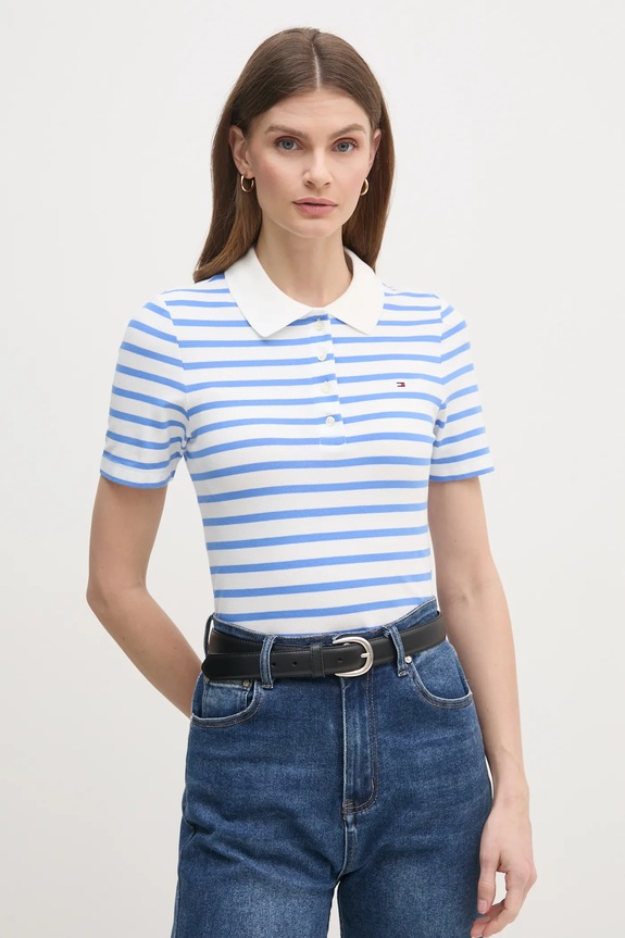 Tommy Hilfiger polo dámské s bavlnou slim modrá WW0WW43225