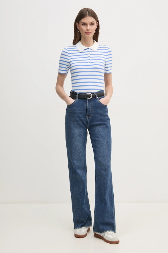 Tommy Hilfiger polo dámské s bavlnou WW0WW43225 modrá SS26