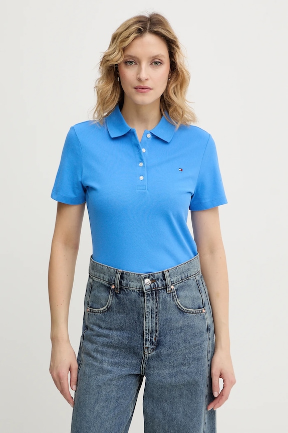 Tommy Hilfiger polo tričko dámske s bavlnou modrá WW0WW43225