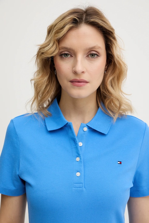 Tommy Hilfiger polo tričko dámske s bavlnou modrá WW0WW43225