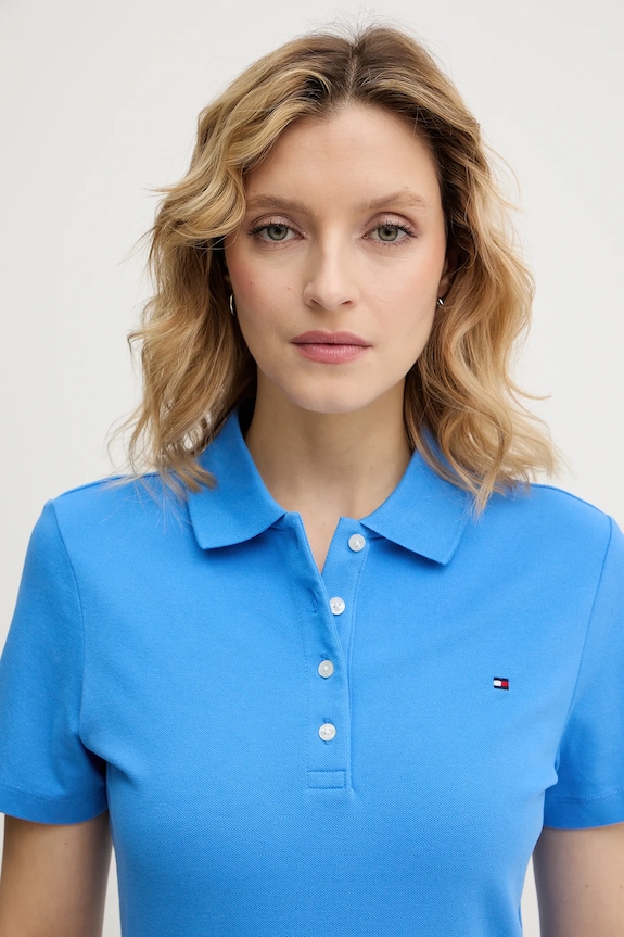 Tommy Hilfiger polo tričko dámske s bavlnou modrá WW0WW43225