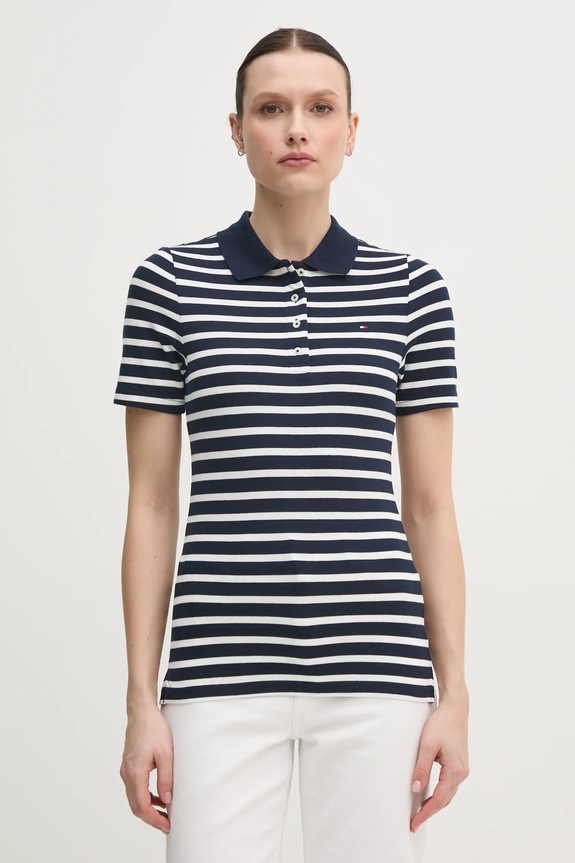 Tommy Hilfiger polo damskie z bawełną z elastanem granatowy WW0WW43225