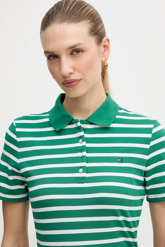 Tommy Hilfiger polo tričko dámske s bavlnou zelená WW0WW43225