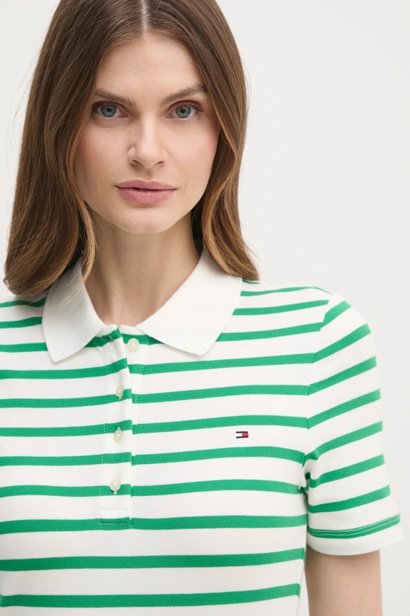 Tommy Hilfiger polo damskie z bawełną zielony WW0WW43225