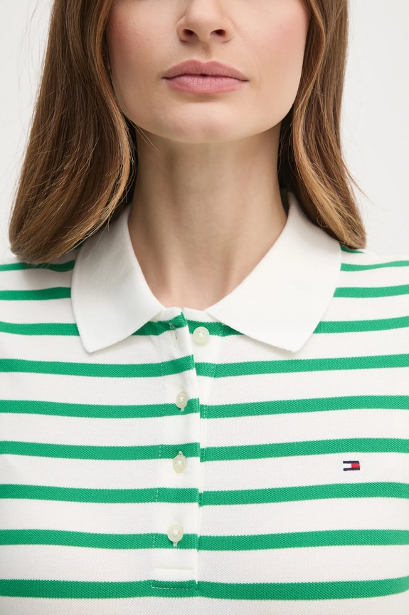 Tommy Hilfiger polo damskie z bawełną WW0WW43225 zielony