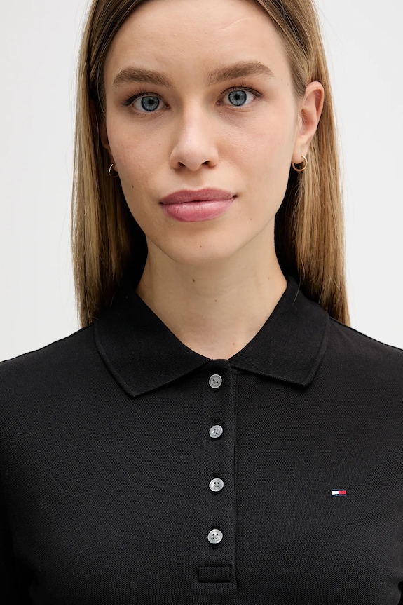 Tommy Hilfiger polo tričko dámske s bavlnou čierna WW0WW43225
