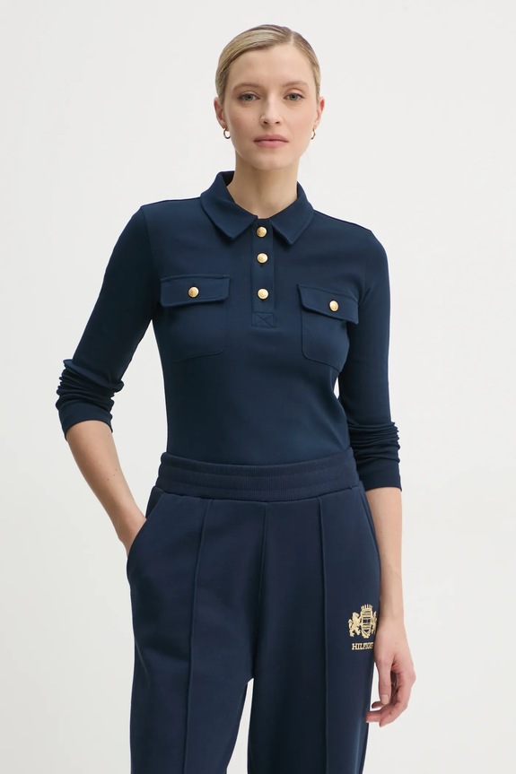 Tommy Hilfiger pamut hosszúujjú pamut sötétkék WW0WW45308